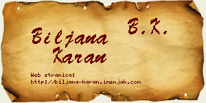 Biljana Karan vizit kartica